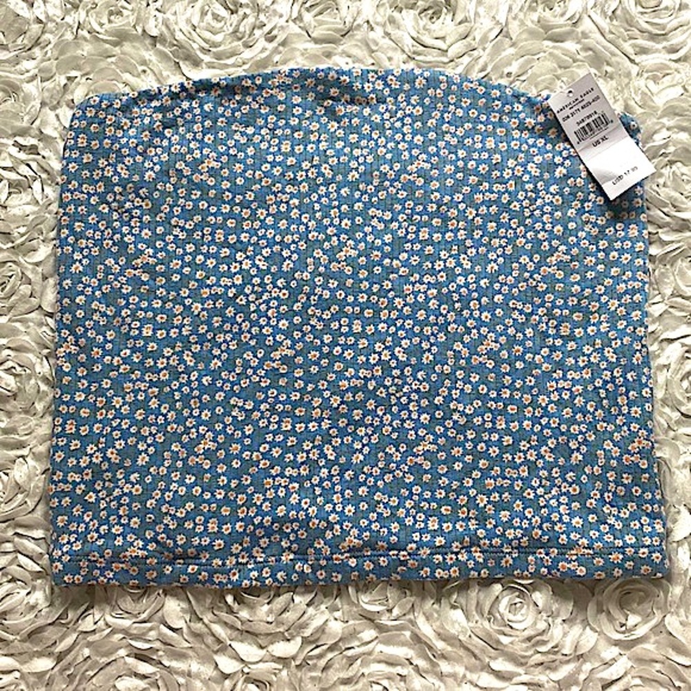New American Eagle daisy floral strapless crop top size XL